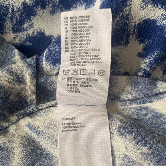 & Other Stories Short Blue Dress Coastal Grandma Beach Resort Ikat Boho Vacation - Picture 14 of 16